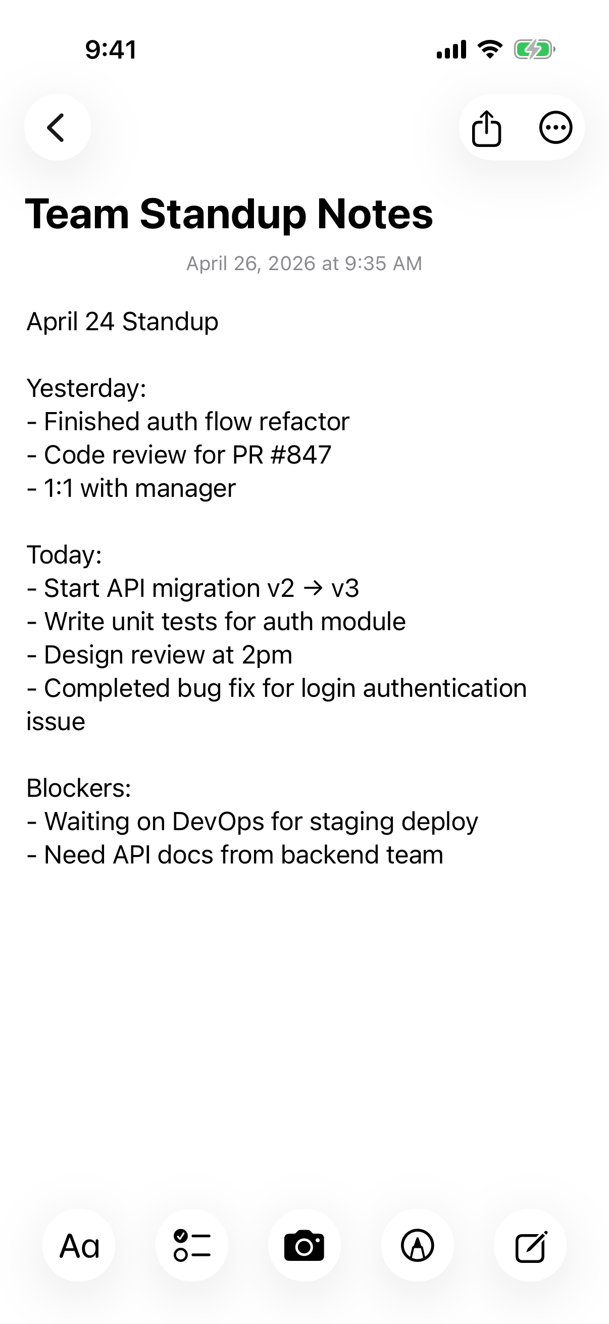 Notes app